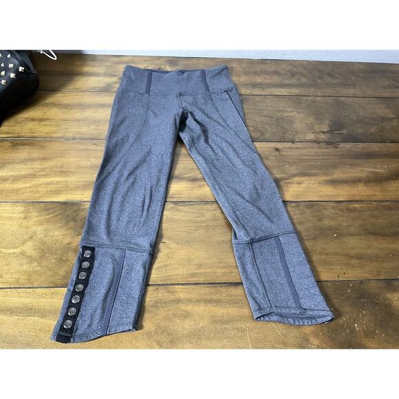 Lululemon Womens Snap Me Up Cropped Leggings Gray Black Low Rise Active Size 4 - Picture 1 of 12